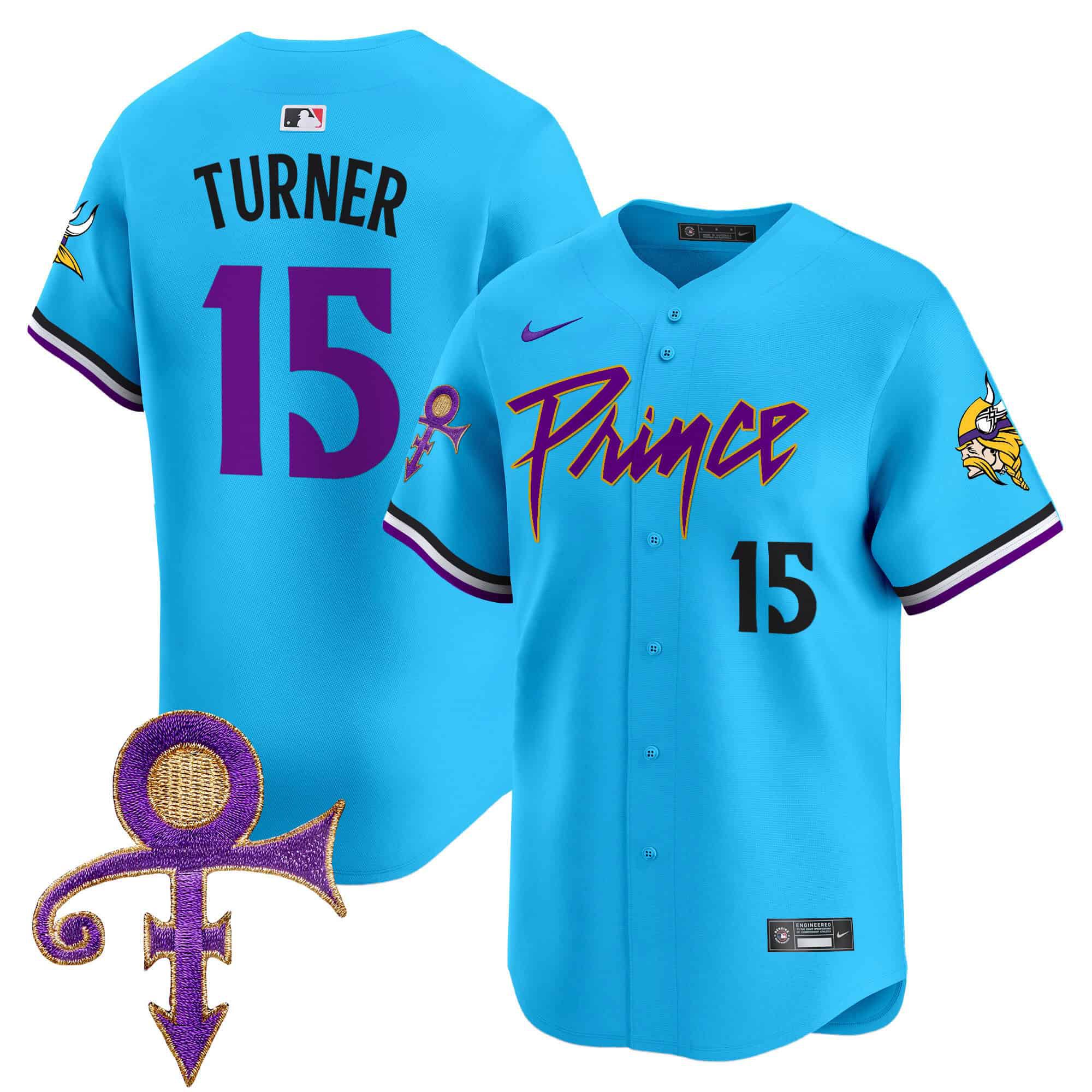 Men Minnesota Vikings #15 Turner Light Blue 2024 Nike Prince Patch Vapor Premier Limited NFL Jersey